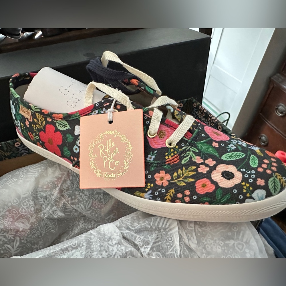 Keds + Rifle Paper Floral Navy and Pink Sneakers BNWT